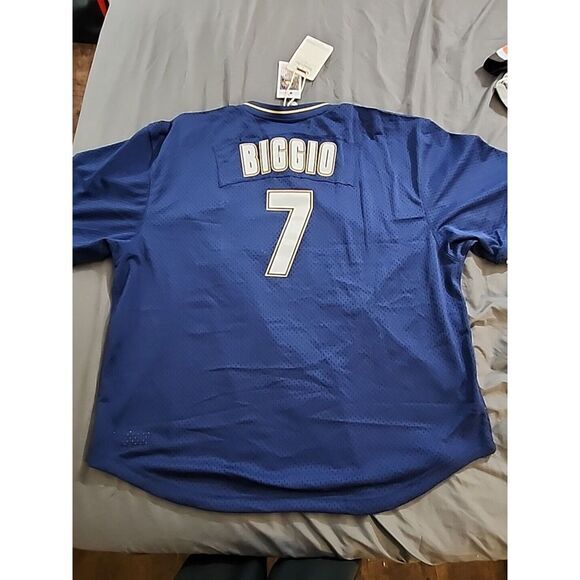 NWT Craig Biggio Houston Astros 97 BP Jersey Mitchell & Ness sz 3XL Navy & Gold - Picture 6 of 9